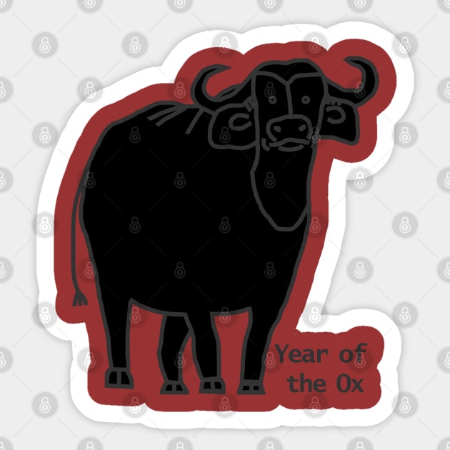 Small Year of the Ox Black Sticker by ellenhenryart